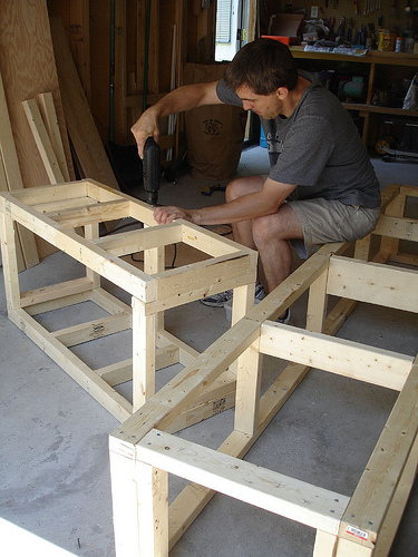 Diy l top shaped outdoor bench